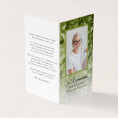 Groene Hydrangea Bloemen Begrafenis Gebed Visitekaartje (Buitenkant)