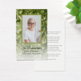 Groene Hydrangea Bloemen Begrafenis Gebed Visitekaartje