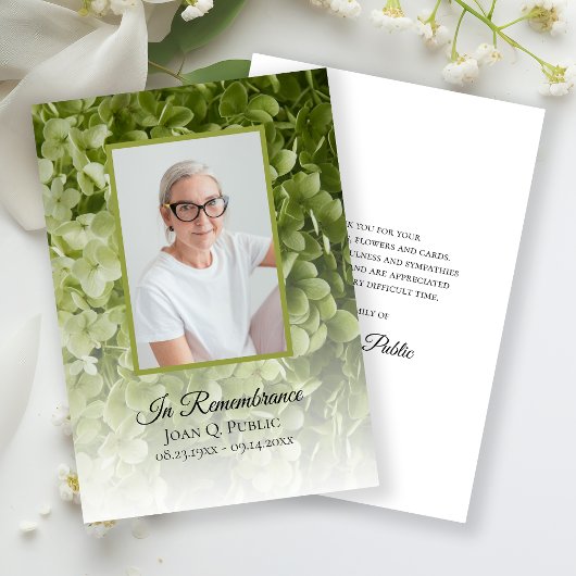 Groene Hydrangea Bloemen Begrafenis Sympathie Bedankkaart