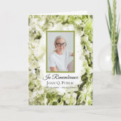 Groene Hydrangea Bloemen Begrafenisdienst Gevouwen Programma (Voorkant)