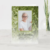 Groene Hydrangea Bloemen Begrafenisdienst Gevouwen Programma (Voorkant)