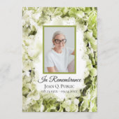 Groene Hydrangea Bloemen Begrafenisdienst Programmakaart