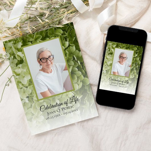 Groene Hydrangea Bloemen Viering van het Leven Kaart