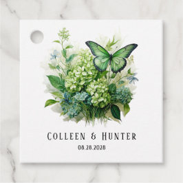 Groene Hydrangea Bloemen Vlinder Favor Tag Bedankjes Labels