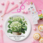 Groene Hydrangea Bloemen Vlinder Vrijgezellenfeest Papieren Bordje (Feest)