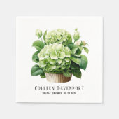 Groene Hydrangea Bloemen Vlinder Vrijgezellenfeest Servet (Voorkant)