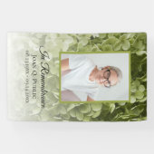 Groene Hydrangea Bloemenviering van het leven Begr Spandoek (Horizontaal)
