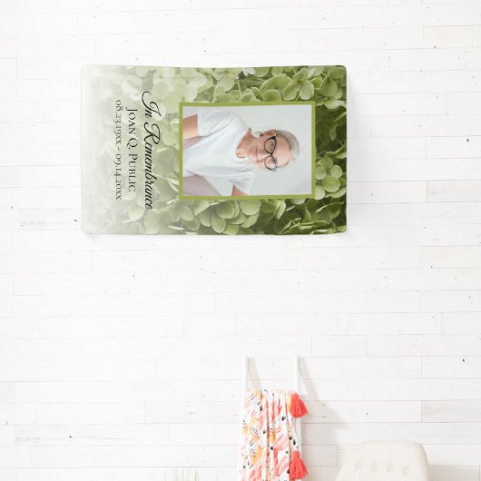 Groene Hydrangea Bloemenviering van het leven Begr Spandoek (Insitu)