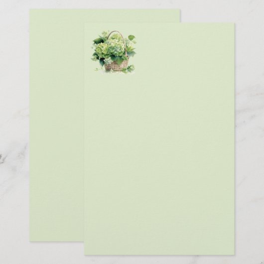 Groene Hydrangea Briefpapier (Voorkant / Achterkant)