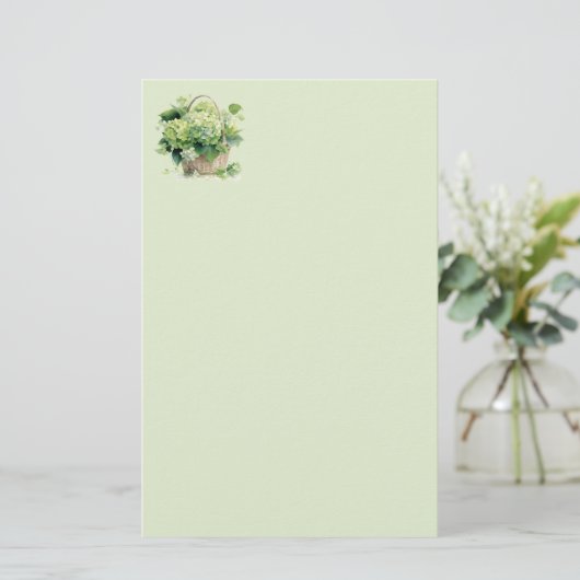 Groene Hydrangea Briefpapier (Staand voorkant)