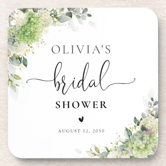 Groene Hydrangea Bruidsshowers Onderzetters (Voorkant)