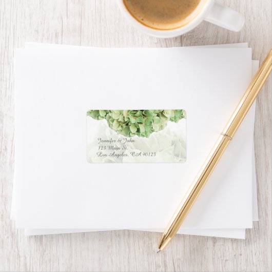 Groene Hydrangea Bruiloft Retouradres Labels (Insitu)