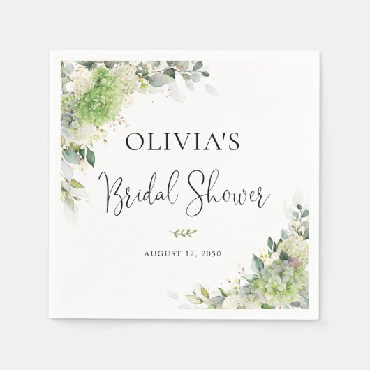 Groene Hydrangea Bruiloftsshower Servet (Voorkant)