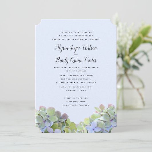 Groene Hydrangea Custom Wedding Uitnodigingen (Staand voorkant)