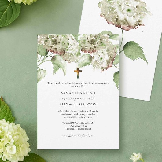 Groene Hydrangea Katholieke Trouwuitnodigingen Kaart