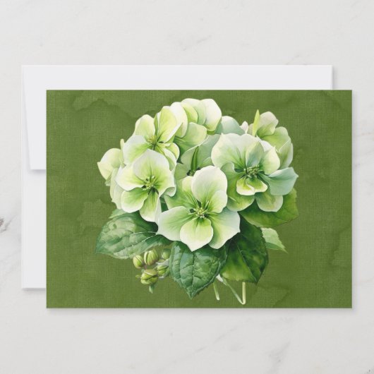 Groene Hydrangea repetitie diner bruiloft RSVP Kaa Kaart (Achterkant)