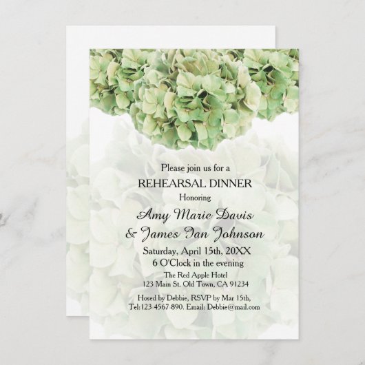 Groene hydrangea-repetitie voor een diner met hydr kaart (Voorkant / Achterkant)