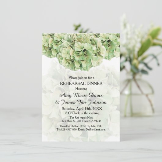 Groene hydrangea-repetitie voor een diner met hydr kaart (Staand voorkant)