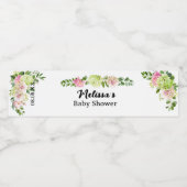 Groene Hydrangea Roze Bloemen Ballonnen Waterfles Etiket (Enkel label)