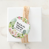 Groene hydrangea roze bloemenballonnen dank je wel bedankjes labels (In situ)