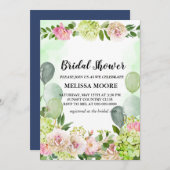 Groene Hydrangea Roze Bloemenballonnen Vrijgezelle Kaart (Voorkant / Achterkant)