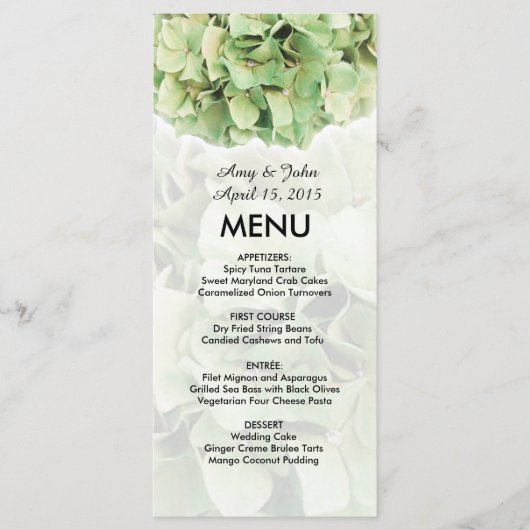 Groene hydrangea trouwmenu hydrangea2 menu (Voorkant)