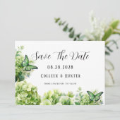 Groene Hydrangea vlinder Bewaar de datumkaarten Kaart (Staand voorkant)