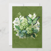 Groene Hydrangea Vlinder Bloemen Verlovingsfeest Kaart (Achterkant)