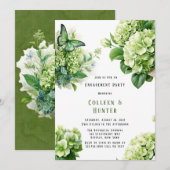 Groene Hydrangea Vlinder Bloemen Verlovingsfeest Kaart (Voorkant / Achterkant)