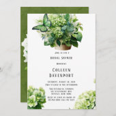 Groene Hydrangea Vlinder Cupcake Vrijgezellenfeest Kaart (Voorkant / Achterkant)