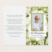 Groene Hydrangea Waterverf Begrafenisgebed Visitekaartje (Buitenkant ongevouwen)