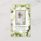 Groene Hydrangea Waterverf Begrafenisgebed Visitekaartje (Voorkant)