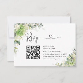 Groene Hydrangea's Trouwwebsite QR Code RSVP  Kaartje