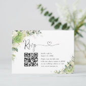 Groene Hydrangea's Trouwwebsite QR Code RSVP  Kaartje (Staand voorkant)