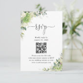 Groene Hydrangea's Trouwwebsite QR Code RSVP  Kaartje (Staand voorkant)