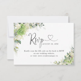 Groene Hydrangea's Trouwwebsite QR Code RSVP  Kaartje