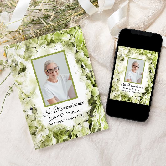 Groene Hydrangeas Waterverf Dood Jubileum Kaart