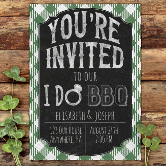 Groene I Do BBQ Bridal & Wedding Shower Uitnodigin Save The Date