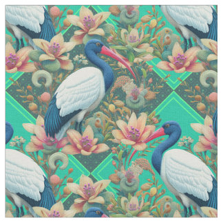 Groene Ibis Bloom Stof