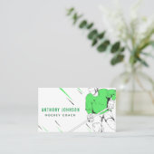 Groene Ice Hockey Player Coach Silhouette Sports Visitekaartje (Staand voorkant)