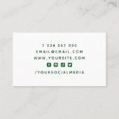 Groene Ice Hockey Player Coach Silhouette Sports Visitekaartje (Achterkant)