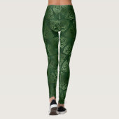 Groene Ierse Keltische Knoop Driehoek Patroon Leggings (Achterkant)