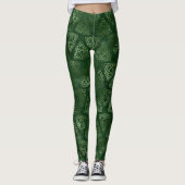 Groene Ierse Keltische Knoop Driehoek Patroon Leggings (Voorkant)