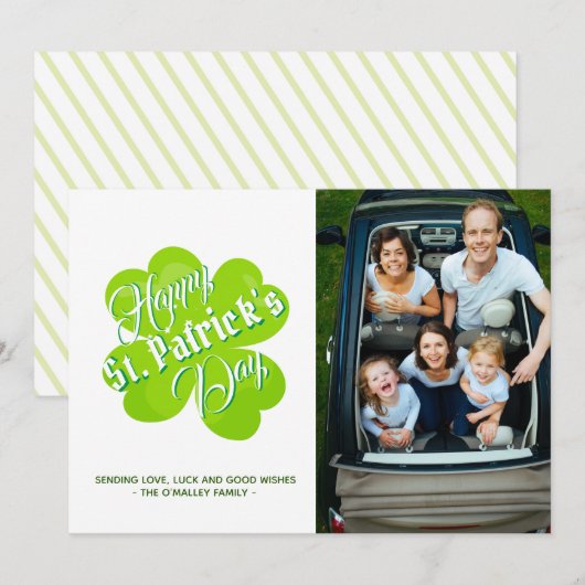 Groene Ierse Keltische Shamrock St Patrick's Day F Feestdagenkaart (Voorkant / Achterkant)