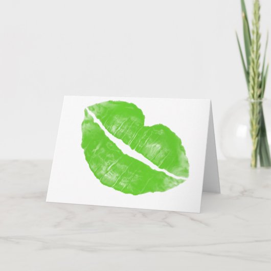 Groene Ierse lipstick Blot op Transparant BG Feestdagen Kaart (Voorkant)