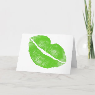 Groene Ierse lipstick Blot op transparante BG Feestdagen Kaart