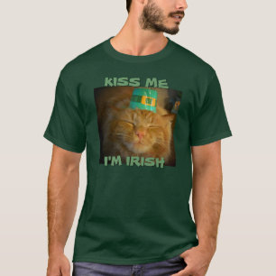 Groene Ierse Oranje Kat wil een kus T-shirt