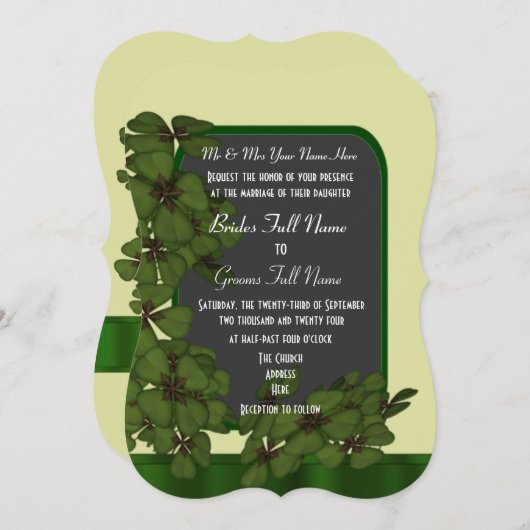  groene Ierse shamrock bruiloft Kaart (Voorkant / Achterkant)
