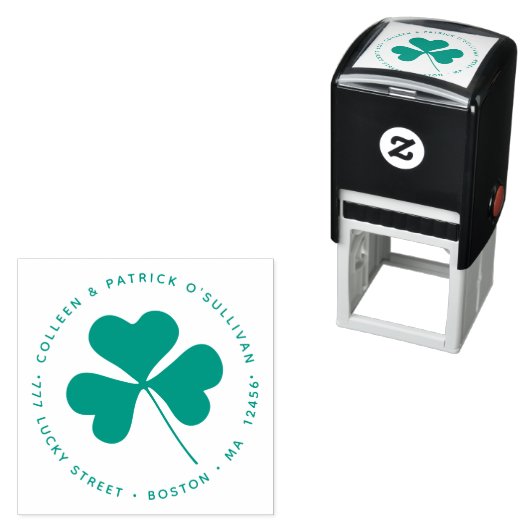 Groene Ierse Shamrock Floral Clover Zelfinktende Stempel (In situ)