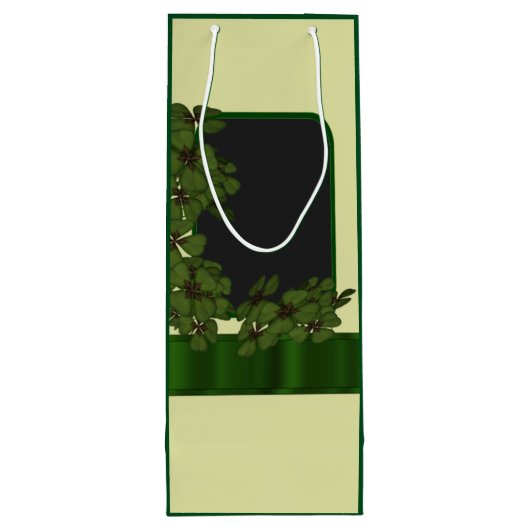 Groene Ierse shamrock gepersonaliseerde bruiloft Wijn Cadeautas (Achterkant)